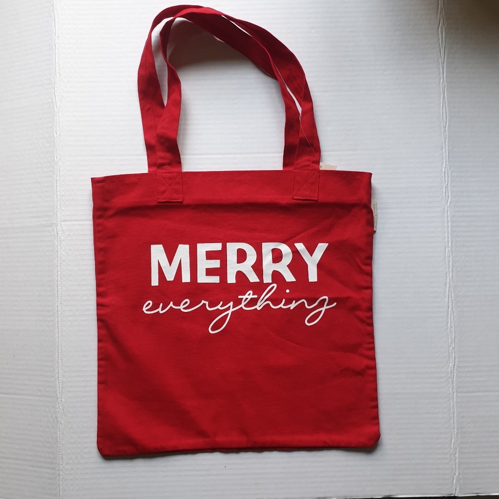 First Impressions Christmas Red Canvas Reusable Handle Tote/Diaper Bag 14x14"